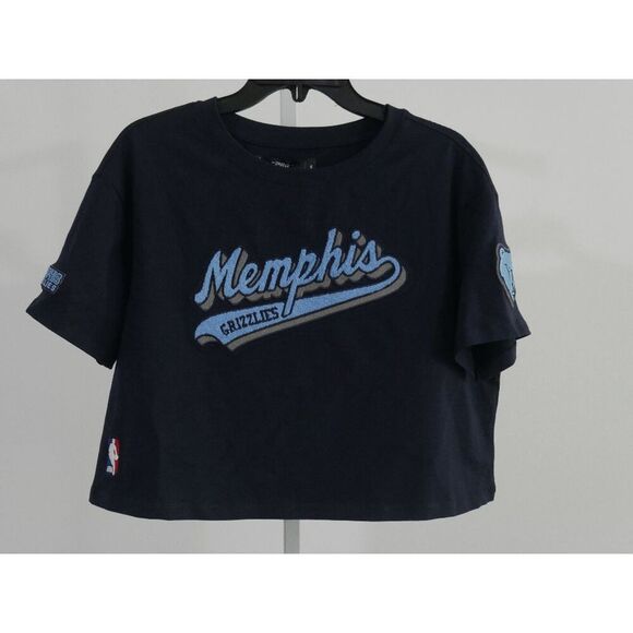 NBA MEMPHIS GRIZZLIES SCRIPT TAIL WOMEN'S SINGLE JERSEY BOXY TEE CROP TOP S - Picture 2 of 10